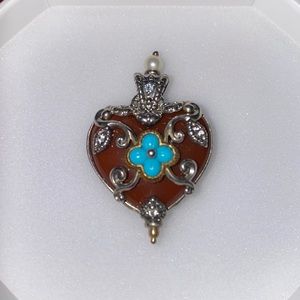 Barbara Bixby Turquoise & Pearl Heart Pendant